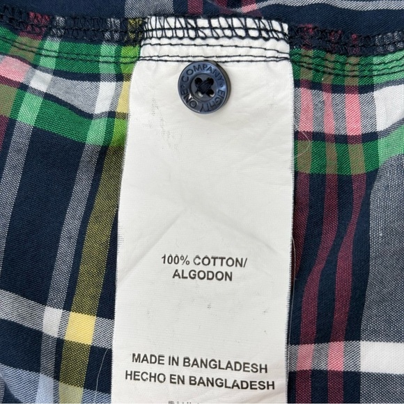 Company 81 Men's Bright Colored Short Sleeve Plaid Shirt Navy Pink Green Medium - Picture 9 of 14